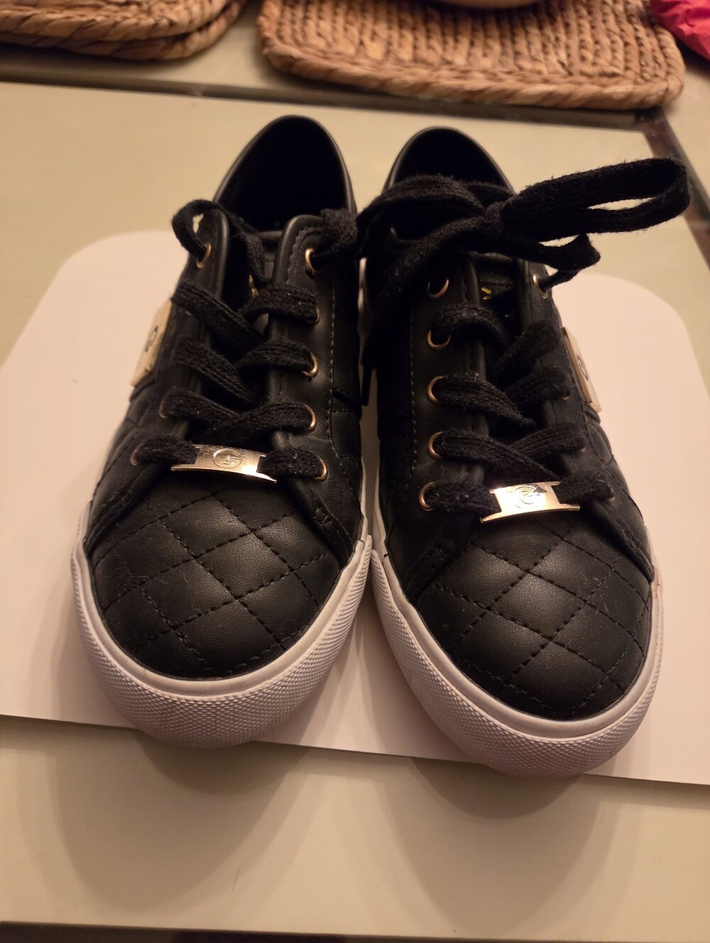 GUESS Quilted Black Low-Top Sneakers